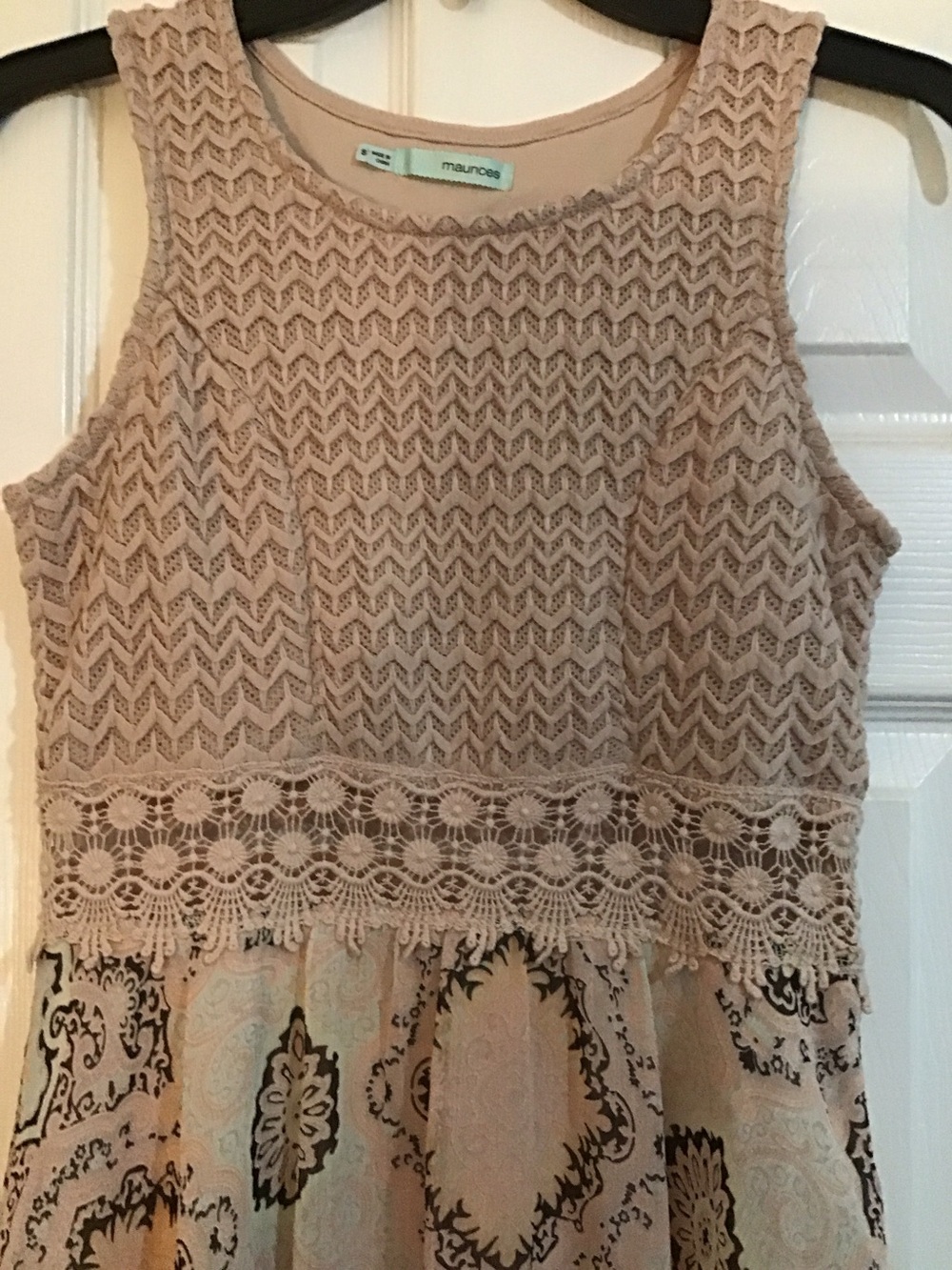 Maurices Blush Crochet Bodice Tank with Patterned Skirt